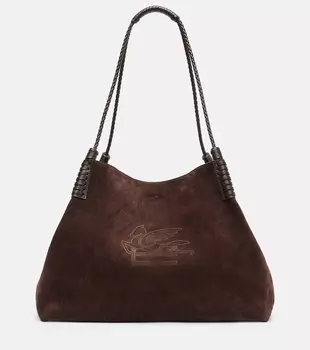 Сумка-тоут Libra Medium из замши Etro, Sabbia Scuro