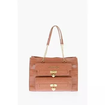 Сумка-тоут LOVE из искусственной кожи с эффектом крокодила Moschino, Brown