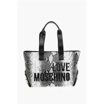 Сумка-тоут LOVE из искусственной кожи с эффектом змеи Moschino, Black and White