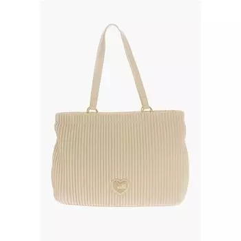 Сумка-тоут LOVE из искусственной кожи с плиссировкой Moschino, Beige