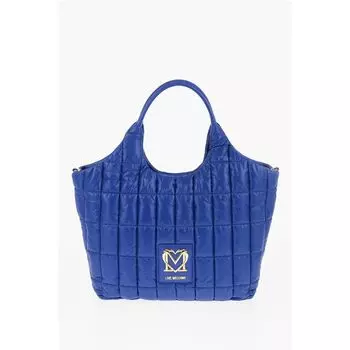 Сумка-тоут LOVE из стеганого нейлона с отделкой из искусственной кожи Moschino, Blue
