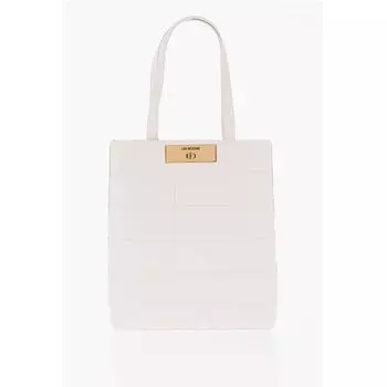 Сумка-тоут LOVE из стеганой искусственной кожи с поворотным замком Moschino, White