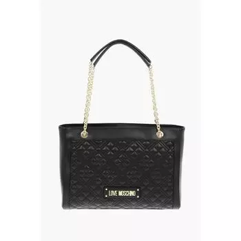 Сумка-тоут LOVE из стеганой искусственной кожи с большой монограммой Moschino, Black