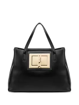 Сумка-тоут Love Moschino на большой золотой застежке, черный