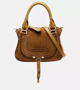 Сумка-тоут Marcie Small из замши Chlo, Gold Khaki