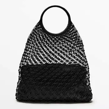 Сумка-тоут Massimo Dutti Tubular Braided, черный