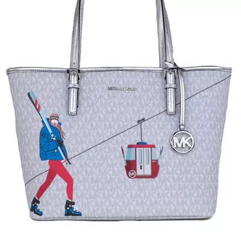 Сумка-тоут Michael Kors Jet Set Girls Print Medium Signature, белый