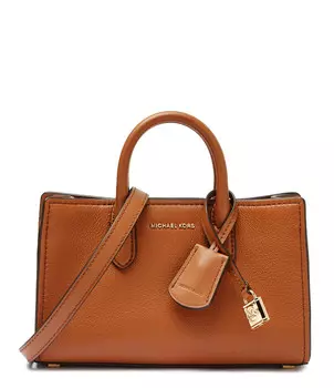 Сумка-тоут Michael Kors с золотым замочком, коричневый