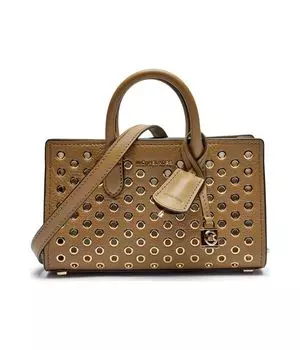 Сумка-тоут Michael Kors Скарлетт кожаная с заклепками, коричневый