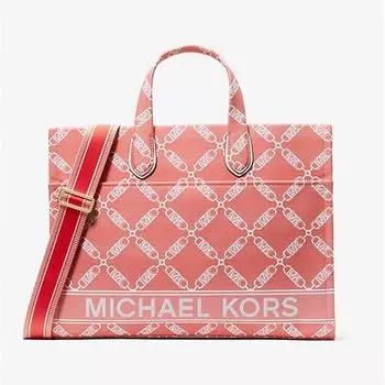 Сумка-тоут Michael Michael Kors Gigi Large Empire Logo Jacquard, красный/белый