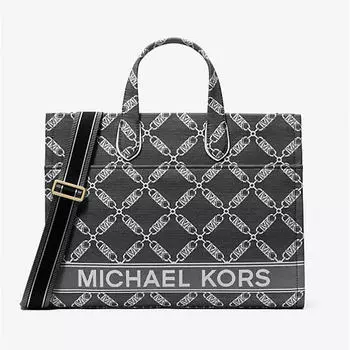 Сумка-тоут Michael Michael Kors Gigi Large Empire Logo Jacquard, черный/белый