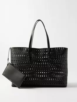 Сумка-тоут mina из перфорированной кожи ALAA, черный