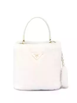 Сумка-тоут Mini Panier из овчины Prada, белый