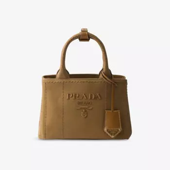 Сумка тоут мини Prada Jardinire из хлопкового холста, коричневый