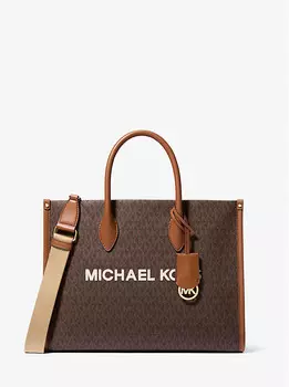 Сумка-Тоут Mirella среднего размера с фирменным логотипом Michael Kors, коричневый