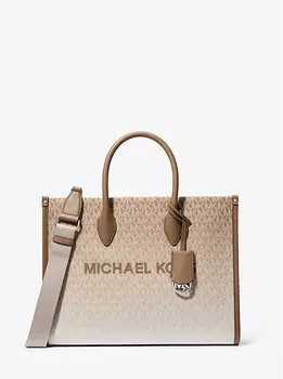 Сумка-Тоут Mirella среднего размера с логотипом омбре Michael Kors, коричневый