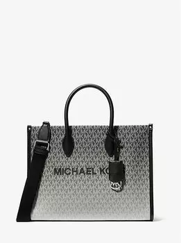 Сумка-Тоут Mirella среднего размера с логотипом омбре Michael Kors, черный