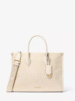 Сумка-Тоут Mirella среднего размера с металлическим логотипом и жаккардом Michael Kors, мультиколор