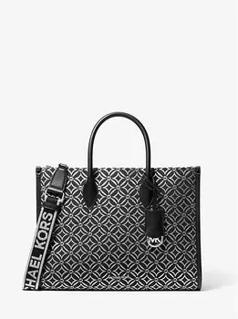 Сумка-Тоут Mirella среднего размера с металлическим логотипом и жаккардом Michael Kors, мультиколор