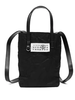 Сумка-тоут MM6 Maison Margiela мини с логотипом, черный
