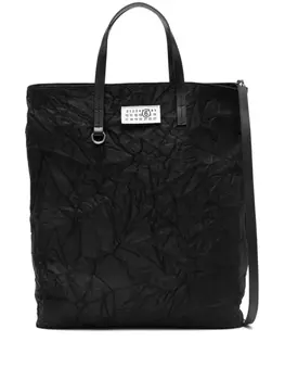 Сумка-тоут MM6 Maison Margiela с жатым эффектом, черный