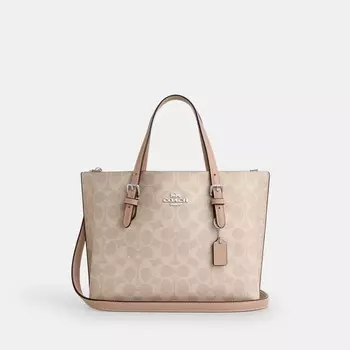 Сумка-тоут Mollie 25 COACH, серебряный/песочный/серо-коричневый