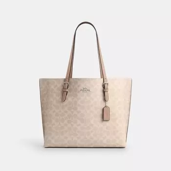 Сумка-тоут Mollie COACH, серебряный/песочный/серо-коричневый