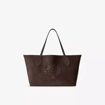 Сумка-тоут Mulberry из замши большая с принтом, коричневый