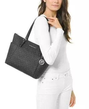 Сумка-тоут на молнии с логотипом Jet Set East West Michael Kors