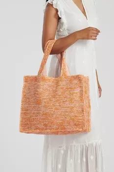 Сумка-Тоут на плечо из соломенной ткани South Beach, оранжевый
