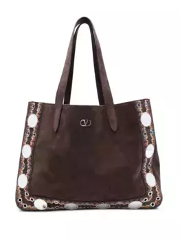 Сумка-тоут Nellcte из замши VALENTINO GARAVANI, коричневый