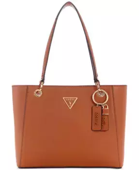 Сумка-тоут Noelle Small с двойным отделением и верхней молнией GUESS, коричневый