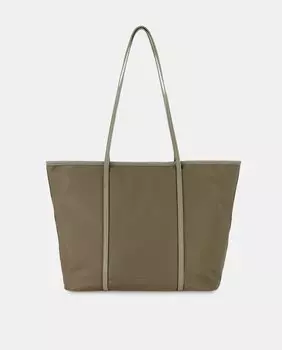 Сумка-тоут оливково-зеленого цвета с металлическим логотипом Tintoretto, темно-зеленый