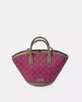 Сумка-тоут Pierre Cardin с двойной ручкой из черной кожи и холста, фуксия