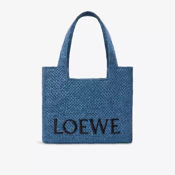 Сумка-тоут плетеная Loewe x Paula's Ibiza Font, голубой