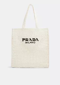 Сумка-тоут Prada Raffia, белый