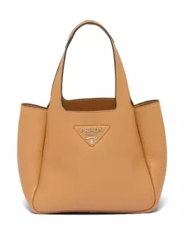 Сумка-тоут Prada среднего размера из кожи, коричневый