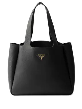 Сумка-тоут Prada среднего размера из кожи, черный