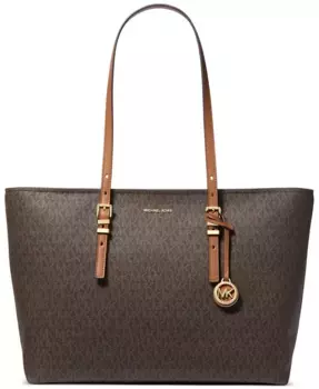 Сумка-тоут Quinn Extra Large Logo East West Michael Kors, коричневый/бежевый