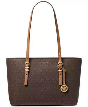 Сумка-тоут Quinn Medium East West с верхней молнией Michael Kors, коричневый/бежевый