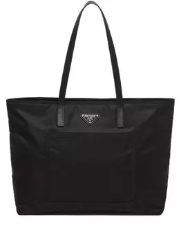 Сумка-тоут Prada Re-Nylon с вышивкой, черный