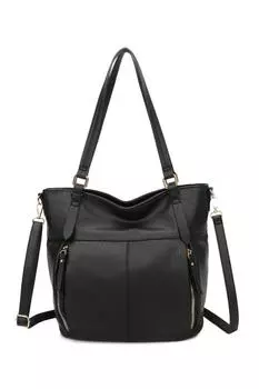 Сумка-тоут Reese из искусственной кожи с четырьмя молниями Fontanella Fashion, черный