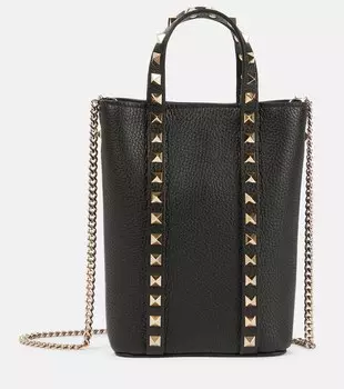 Сумка-тоут Rockstud из кожи Valentino Garavani, черный