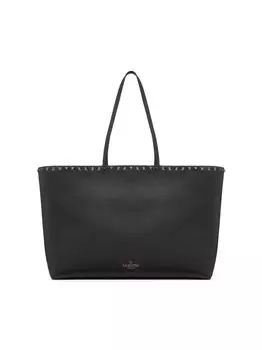 Сумка-тоут Rockstud из зернистой телячьей кожи Valentino Garavani, черный