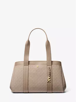 Сумка-Тоут Romee с большим фирменным логотипом и кожаной отделкой Michael Kors, коричневый
