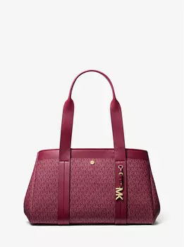 Сумка-Тоут Romee с большим фирменным логотипом и кожаной отделкой Michael Kors, белый