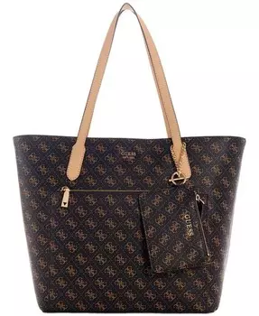 Сумка-тоут Rylan Monogram Top Zip GUESS, коричневый