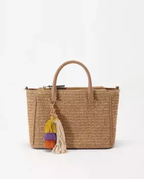 Сумка-тоут с эффектом рафии, трансформируемая в сумку через плечо, с несколькими отделениями и застежкой-молнией Parfois, коричневый