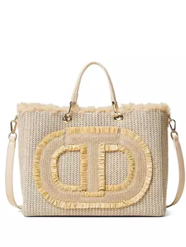 Сумка-тоут с аппликацией Oval T TWINSET, нейтральный