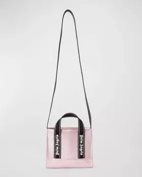 Сумка-тоут с блестящей ручкой и логотипом для девочек Palm Angels, цвет Pink Black